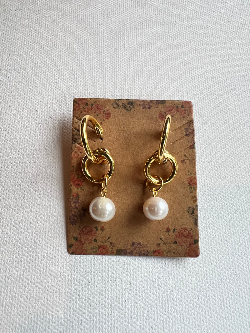 The Pearl Double Hoop Earrings