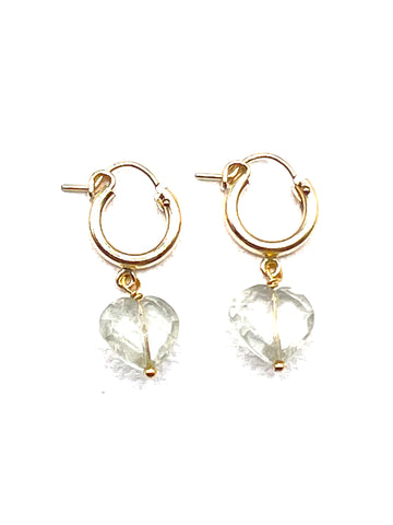 The Green Amethyst Stone Heart Hoops