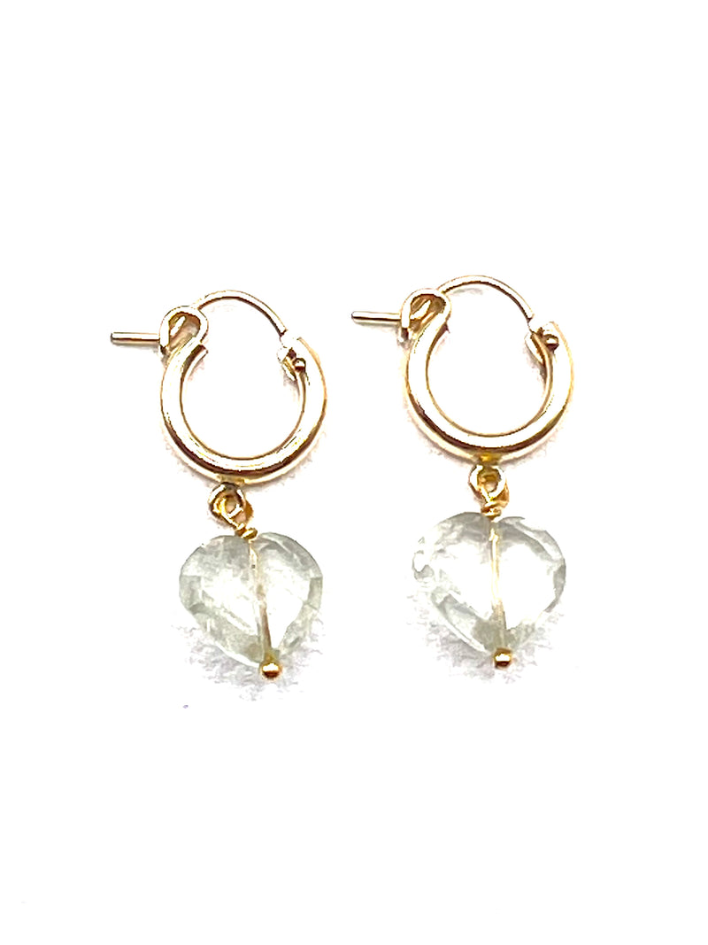The Green Amethyst Stone Heart Hoops