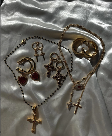 The Aalia Ruby Cross Earrings