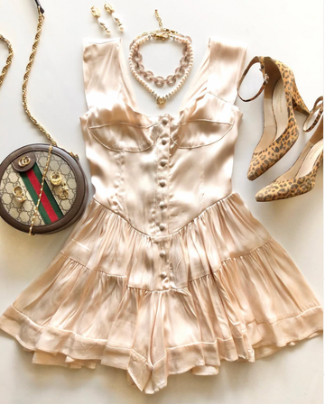 The Elisabeth Romper Dress - Cream Satin